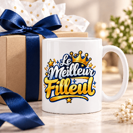       Un mug pour filleul avec message tendre à offrir lors d’un moment familial
    