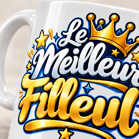       Mug filleul personnalisé Le Meilleur Filleul avec couronne
    