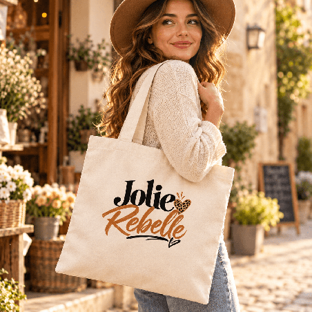       Tote bag Jolie Rebelle adapté aux petites affaires du quotidien
    
