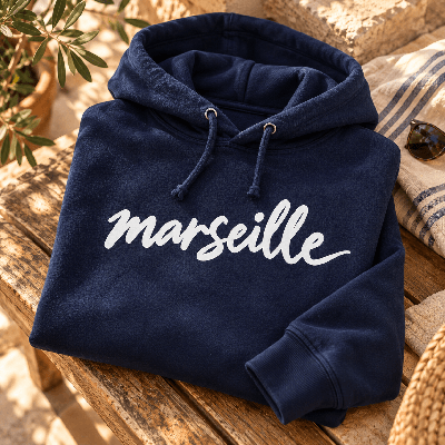 Sweat Marseille homme bleu en coton imprimé en France
