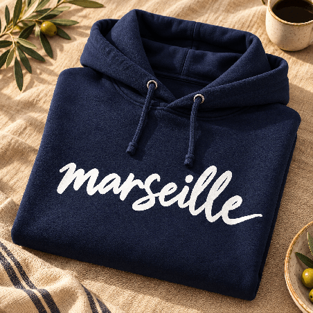       Sweat Marseille homme bleu en coton imprimé en France
    