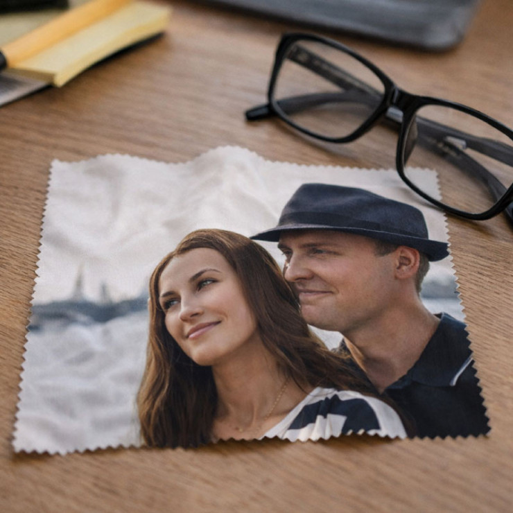 Personalisiertes Brillenputztuch mit Foto und Text